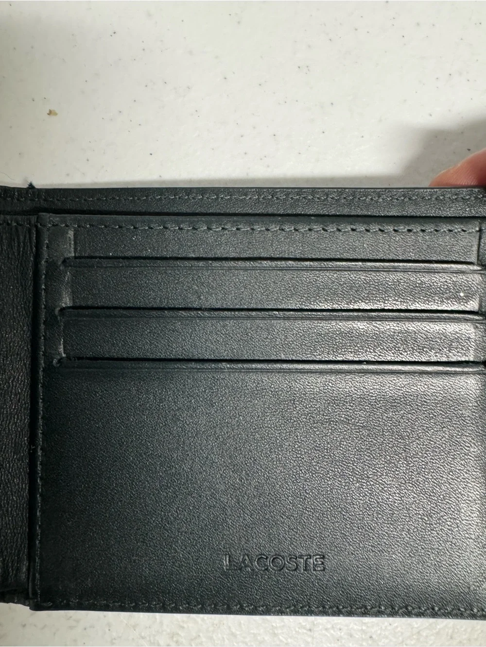 Lacoste Black Bi-Fold Wallet with White Crocodile Graphic